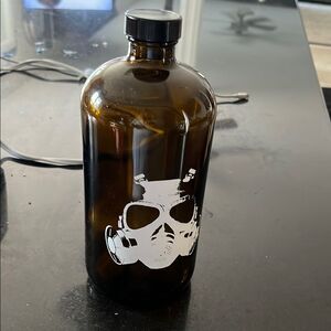 Brown Glass Bottle with Gas Mask Design growler never used empty